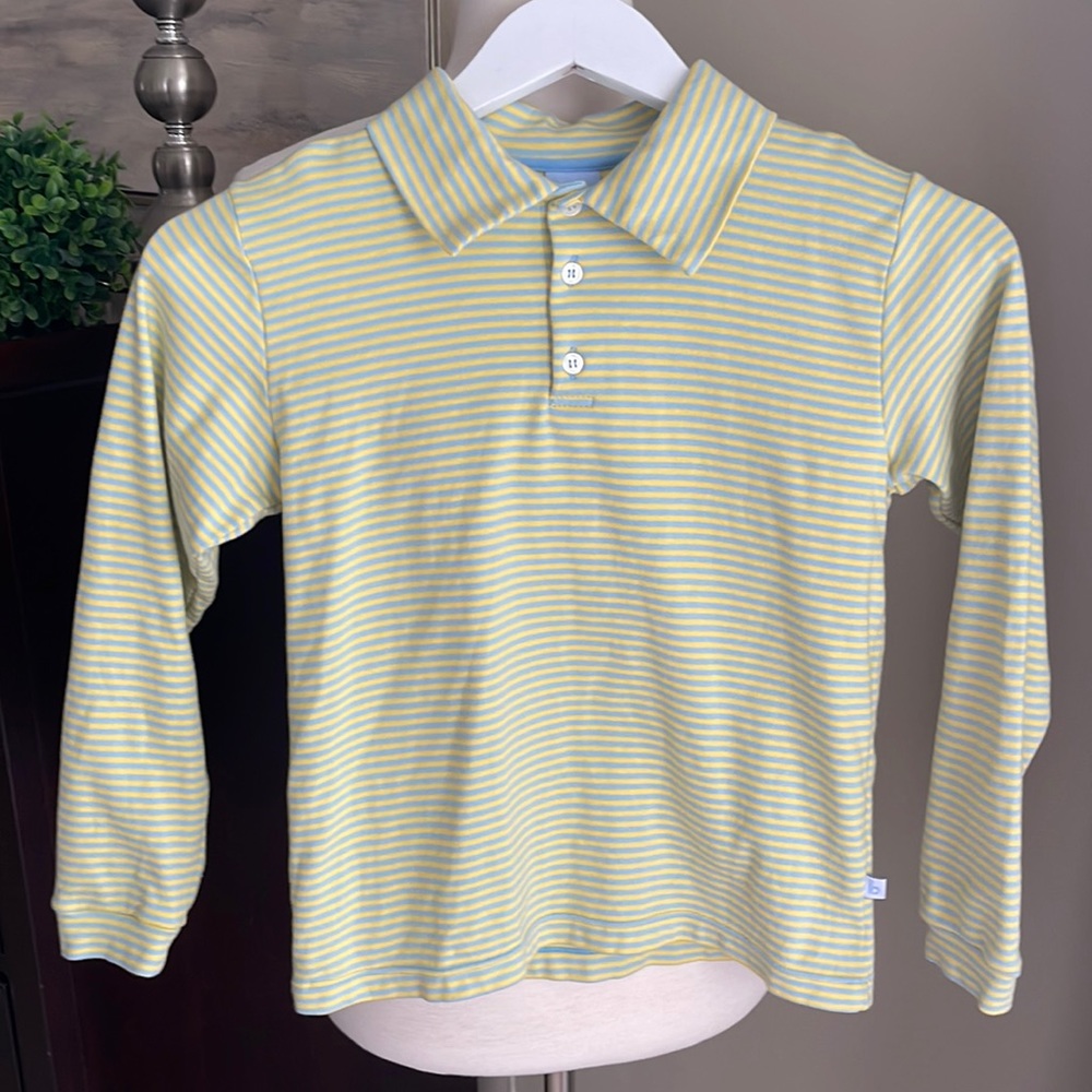 Bella Bliss boys long sleeve blue/yellow polo size 8